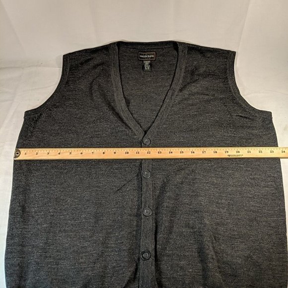 Denver Hayes 100% Merino Wool Button Up Vest Mens XL Charcoal Grey Gray SDA-724 - Picture 5 of 9